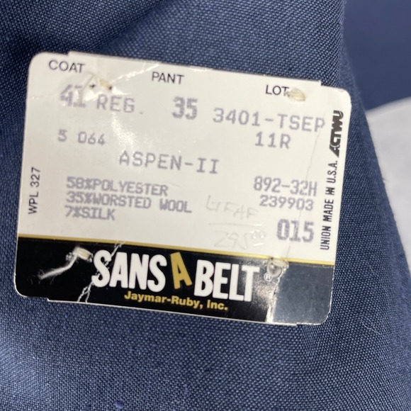 Sans A Belt Suit Men Blazer Formal Event Sport Coat Wool Silk Blend Siz 41R Blue - Picture 7 of 13